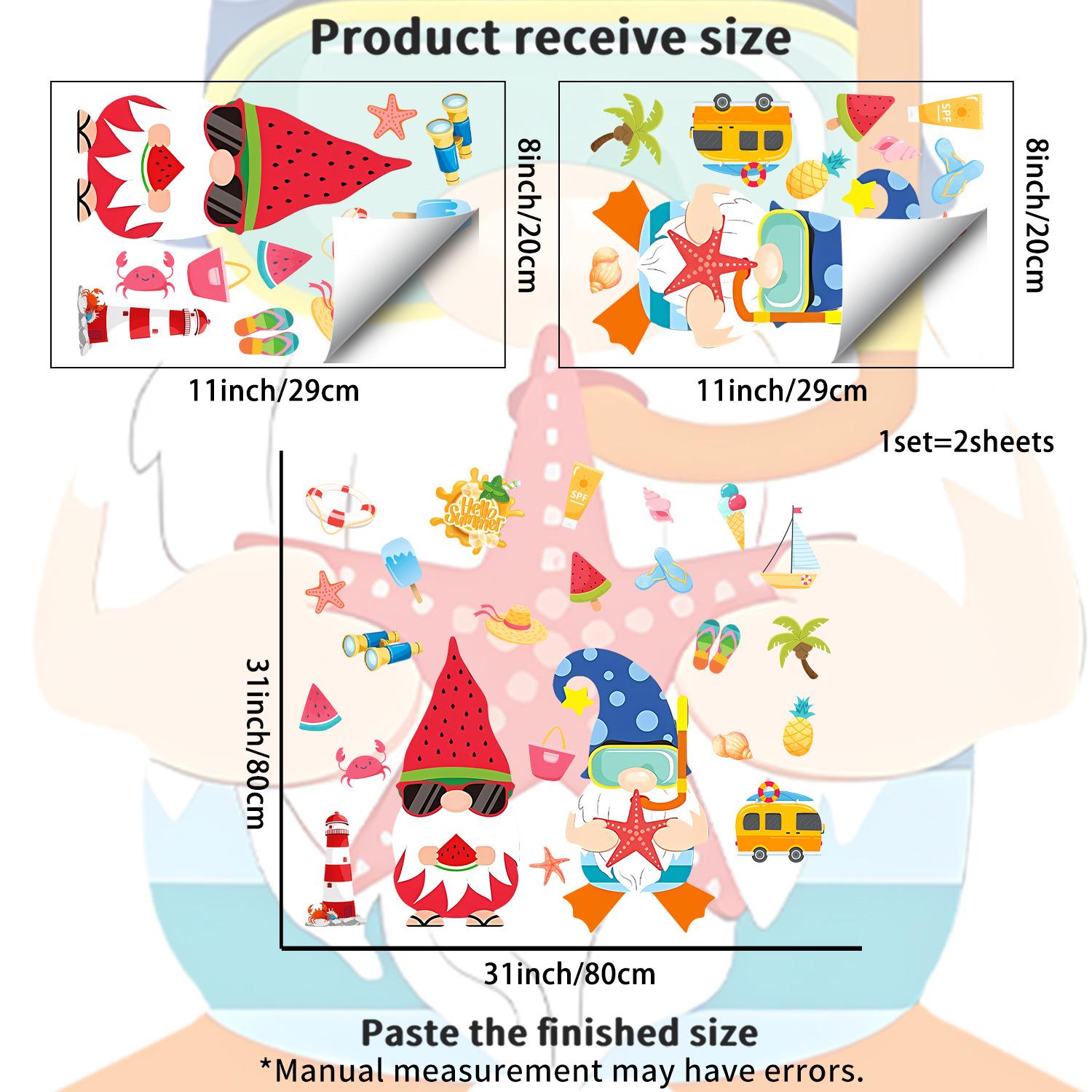 Summer Watermelon Fairy Static Electricity Glass Sticker for Living Room, Bedroom and Study Window Decoration JDT_X106