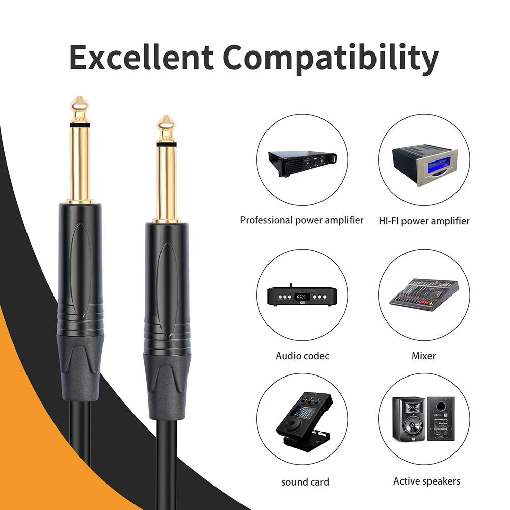 1/4 Inch Guitar Instrument Cable Nylon Braid 1/4 Inch To 1/4 Inch TS Straight Cable Quarter Inch 6.35mm Interconnect Line