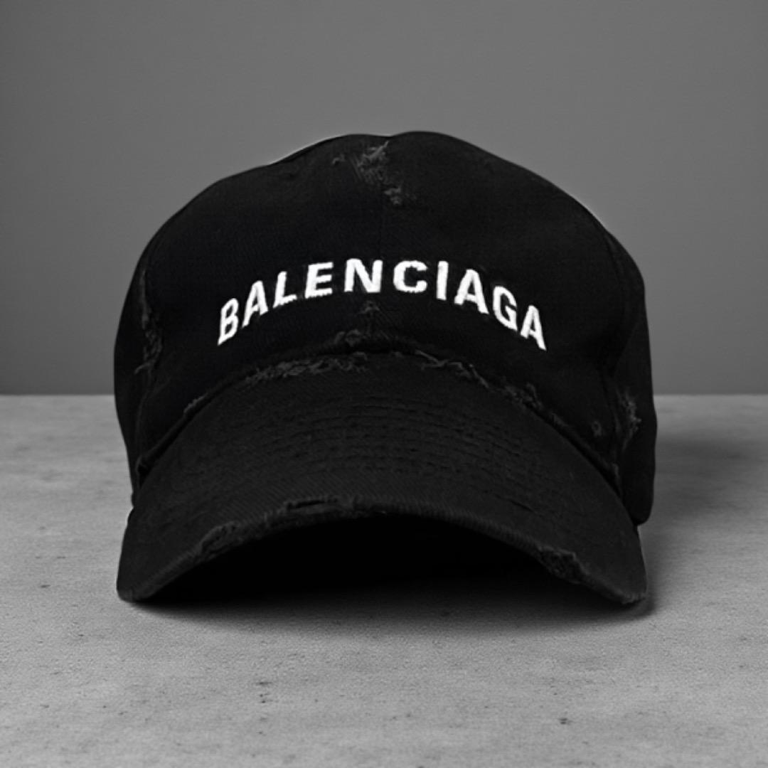 

[USED] Authentic Balenciaga distressed black cap with logo.