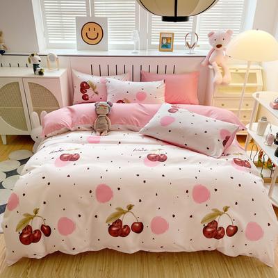 Vierteiliges Blumenbett-Set, Gewaschenes Quilt-Set, Einzel-Wohnheim Dreiteiliges Set