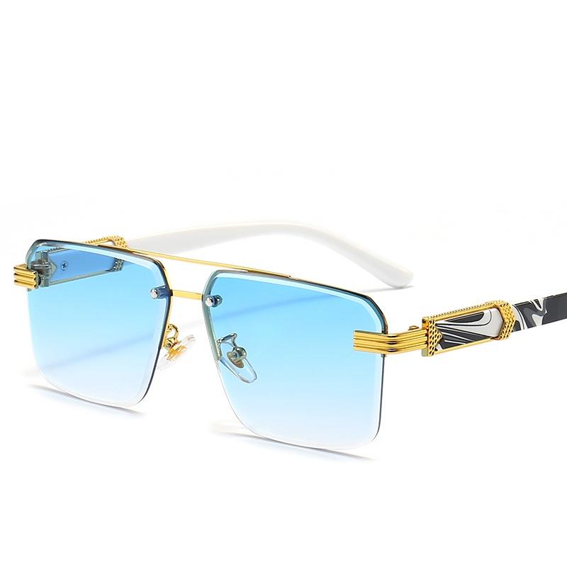 

Очки в полуоправе, квадратный край, зеркальные ножки под мрамор и дерево, защита от солнца. синий