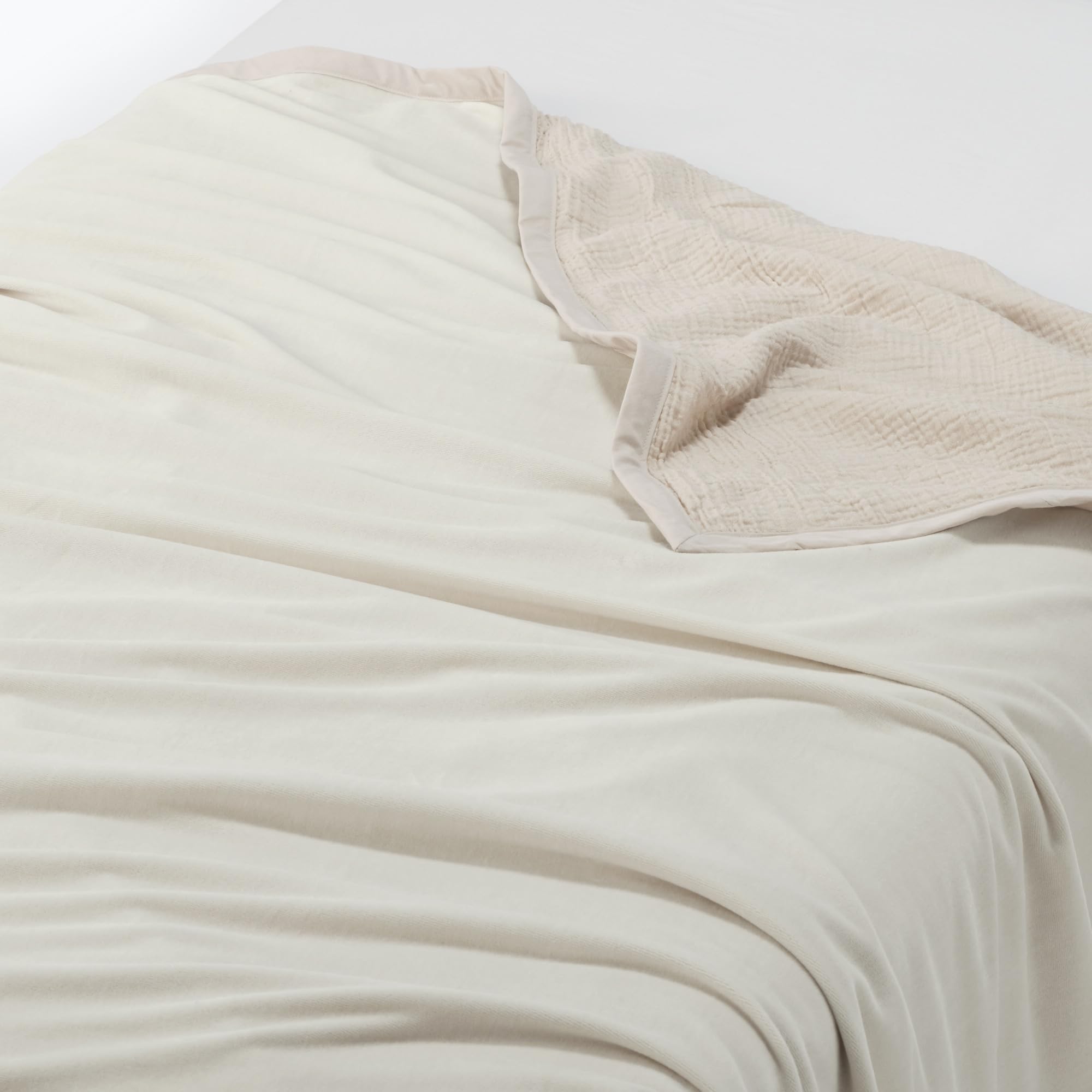 

Двустороннее одеяло MUJI из хлопковой марли и смесового велюра, Двуспальное, 180 x 200 см, Бежевое бежевый