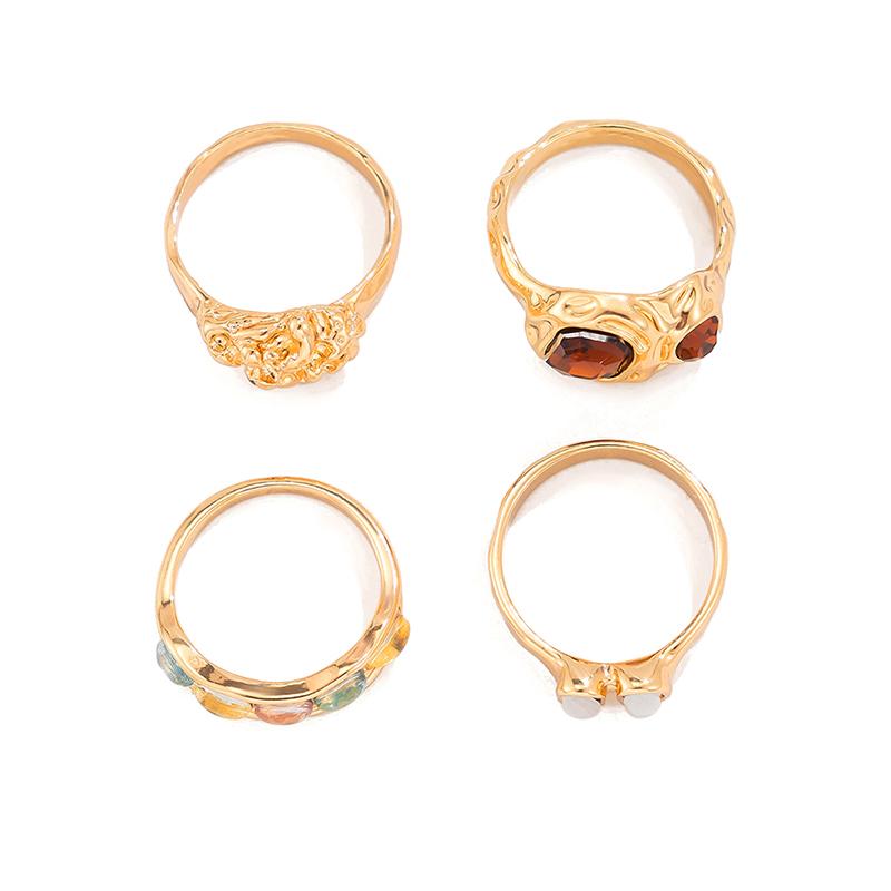 4Pcs Personality Versatile Bohemian Ring Set For Women Girls Sweet Cool Luxury Geometric Finger Ring Jewelry Accessories Gifts