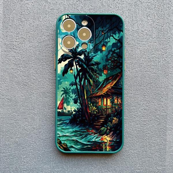 Seaside Coconut Tree Coastal Scenery Phone Case for IPhone 16 15 14 13 12 11 Pro Max Mini X XR XS 15 7 8 Plus Shockproof Covers