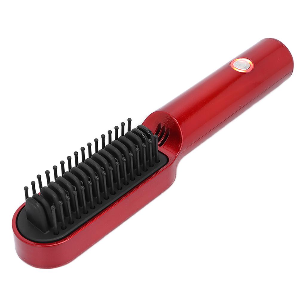 Hair Straightener Brush Fast Heating Anti Scald Professional Hair Curler Comb for Home SalonRed
