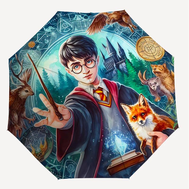1PC Harry Potter Magic Umbrella-8-Rib Reinforced, Automatic Open, Lightweight & Durable, Cute Fashion Accessory for Outdoor, D2700