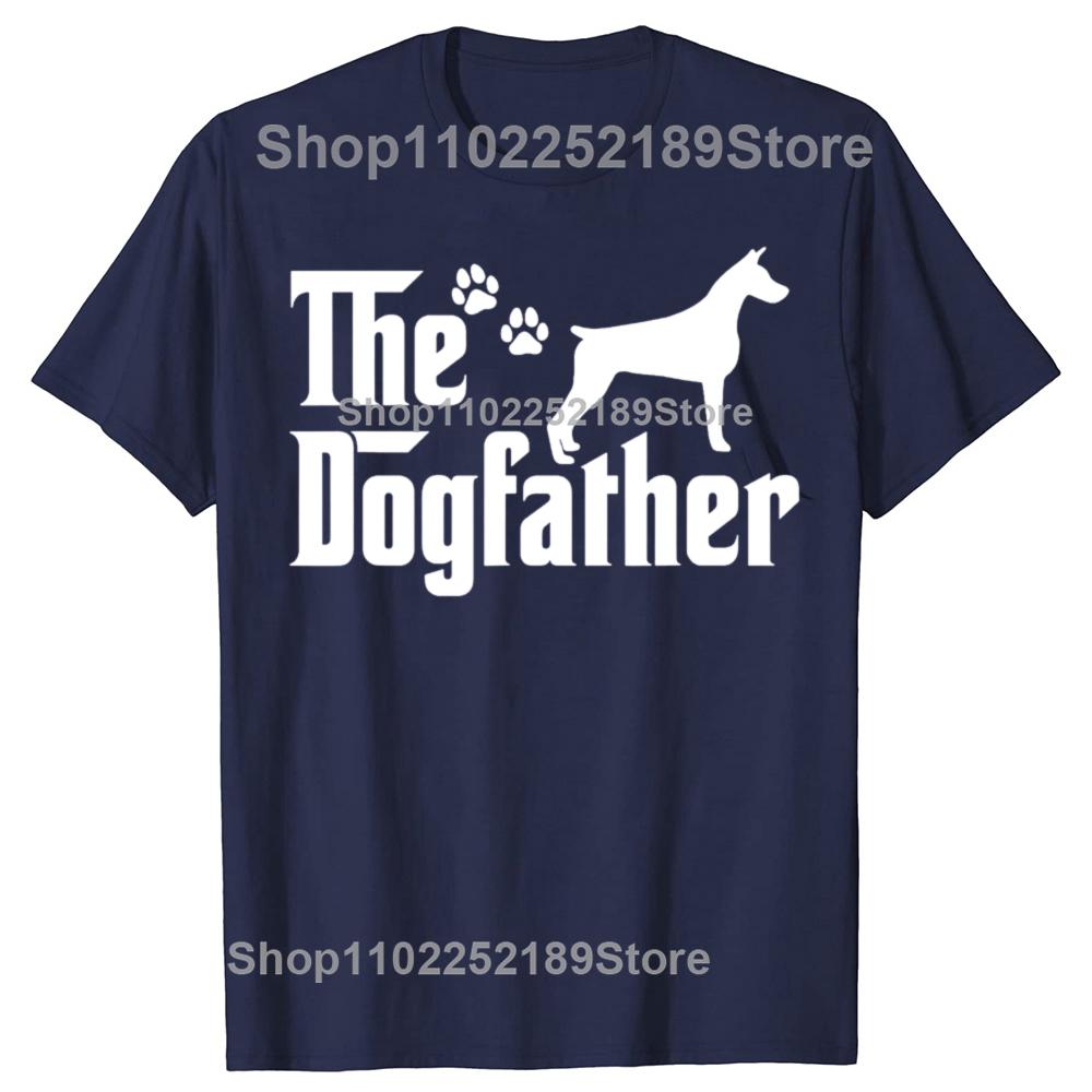 Lustig Der Pate Vatertag Papa Hund Dobermann T-Shirts Herren Damenmode Lässiges T-Shirt 100% Baumwolle Lockeres Übergroßes T-Shirt