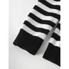 Women's Autumn and Winter Black and White Striped Knitted Cardigan Loose Sweater