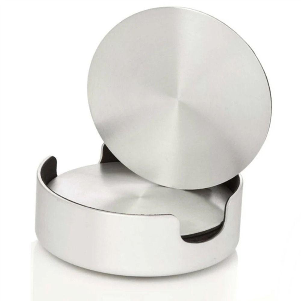 6Pcs/Set Heat-resistant Stainless Steel Coaster Non-slip Round Tea Cup Coaster Mug Pad  Bar