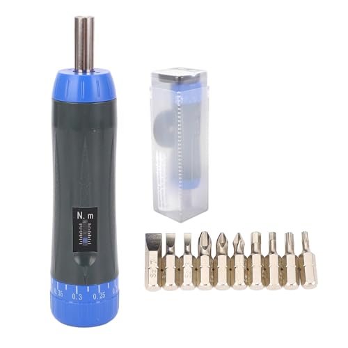 Digital Torque Driver, 0.2~1.2 N.m Preset Torque Driver, 1/4-inch Drive Torque Wrench Driver, with 10 Bits, Adjustable for Maintenance and Motorcycle