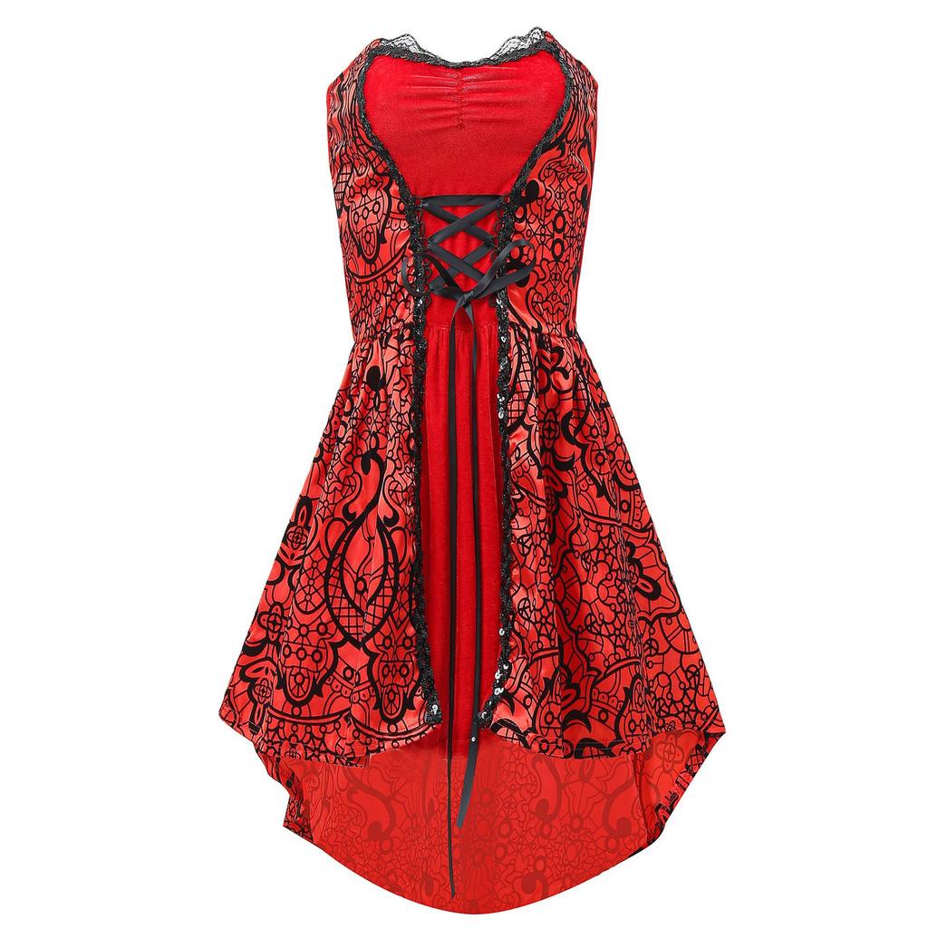 Halloween jacquard cape Little Red Riding Hood costume, plus size cospay costume Queen Goth costume