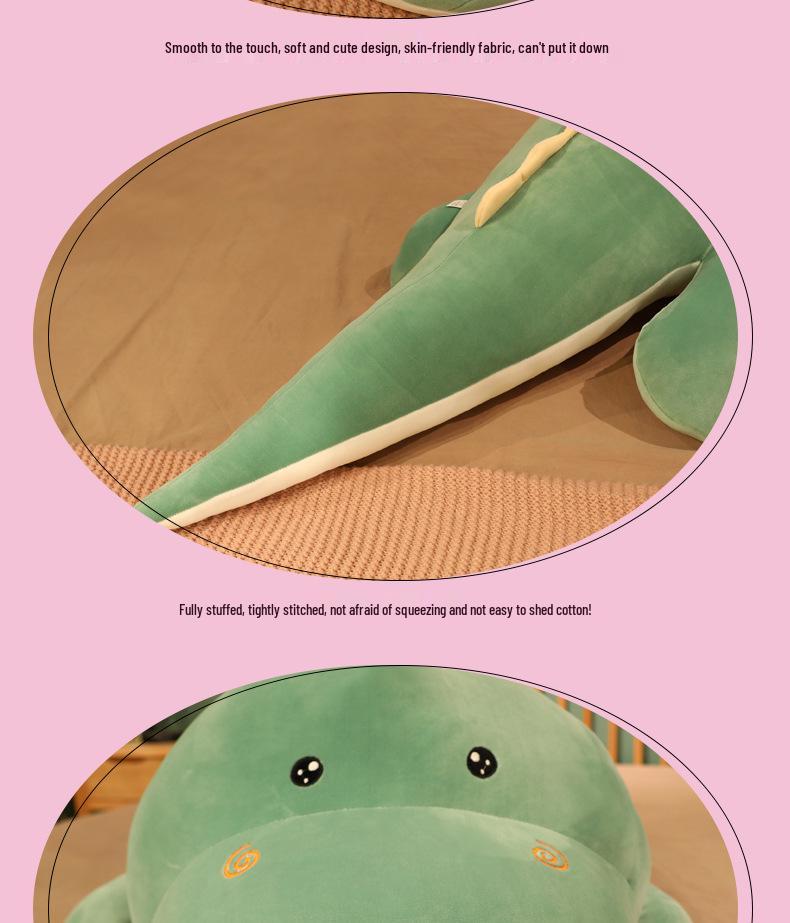 Soft Crocodile & Dinosaur Plush Body Pillow for Girls - Back Cushion & Leg-Clamping Sleeping Doll