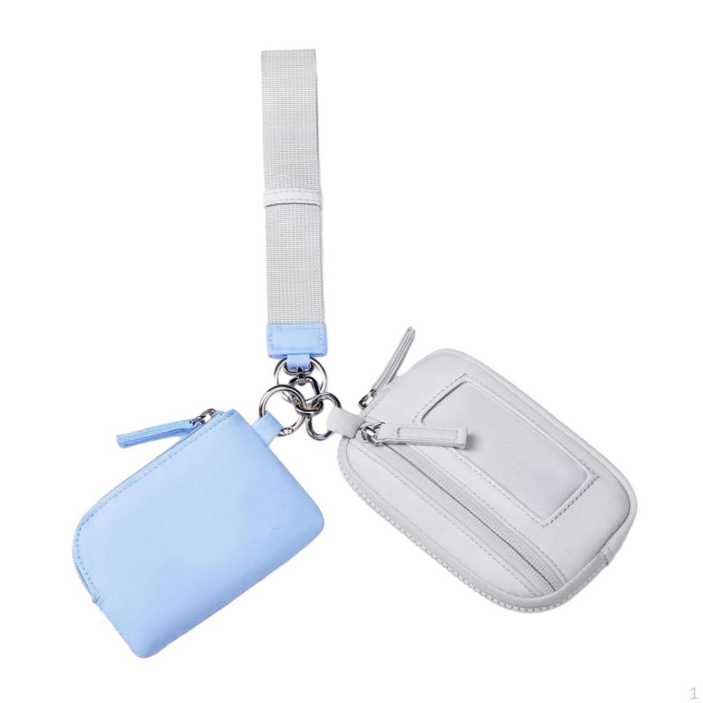 Keychain Bracelet Wallet Card Storage with Zipper Bag Double Bags for Traveling Street