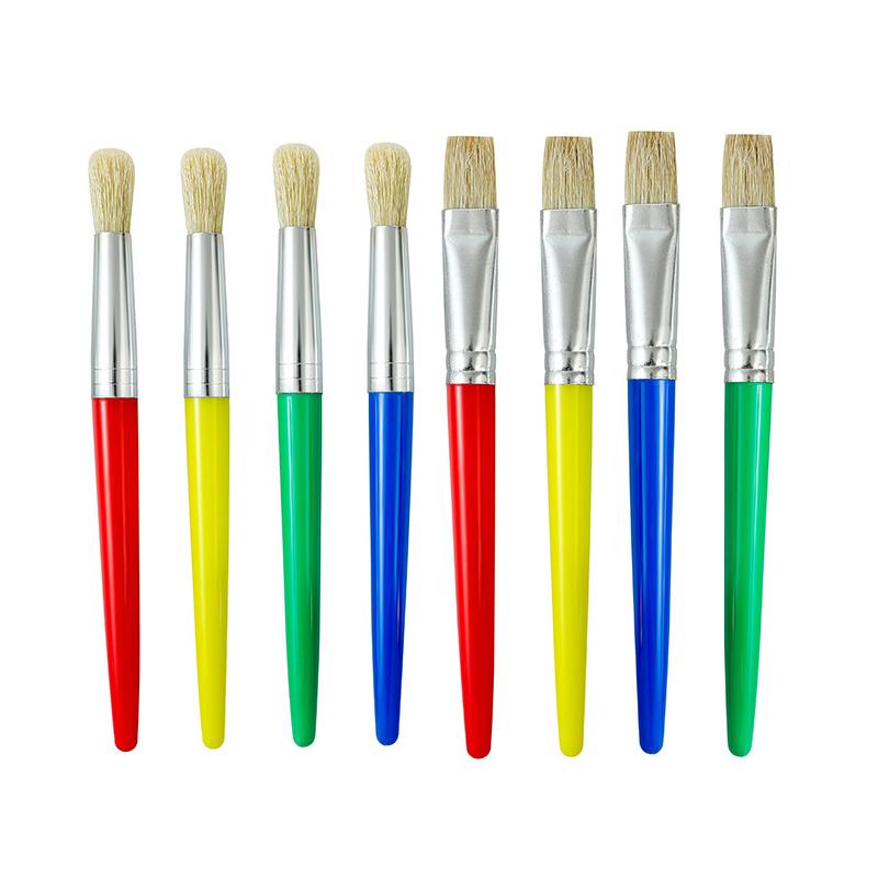 

WTEMPO Large Chubby Paint Brushes Round Flat Preschool Paint Brushes for Washable Paint Acrylic Paint 8pcs