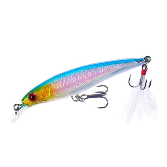 9CM/6.7G Minnow Fishing Lure with Tongue Hooks Hard Artificial Swimbait Freshwater Saltwater Trout Bass Fishing Accessories