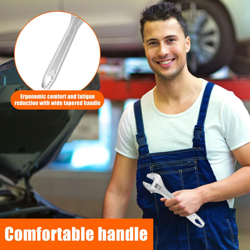 Adjustable Wrench Large Opening Car Spanner Wrenches Wide Jaw Steel Spanner Wrenches Shank Plumb Maintenanc Installation Tool