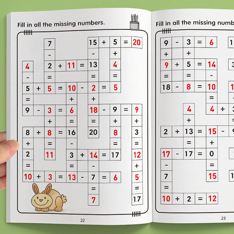 Quaderno di Matematica per Bambini dai 5 agli 8 Anni Matematica:Puzzle di matematica a cruciverba Addizione e sottrazione Quaderno di esercizi