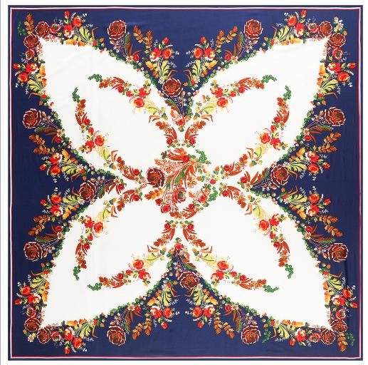 130*130cm Silk Bohemia Butterfly Peony Design Scarves Women Foulard Square Hijab Scarf Ladies Shawl Wrap Muffler Female Hijab