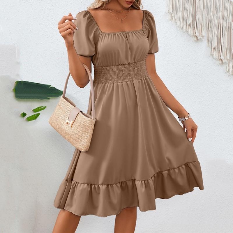 

Новинка жіночих суконь великого розміру з коротким рукавом, повсякденна вільна довга літня сукня міді L