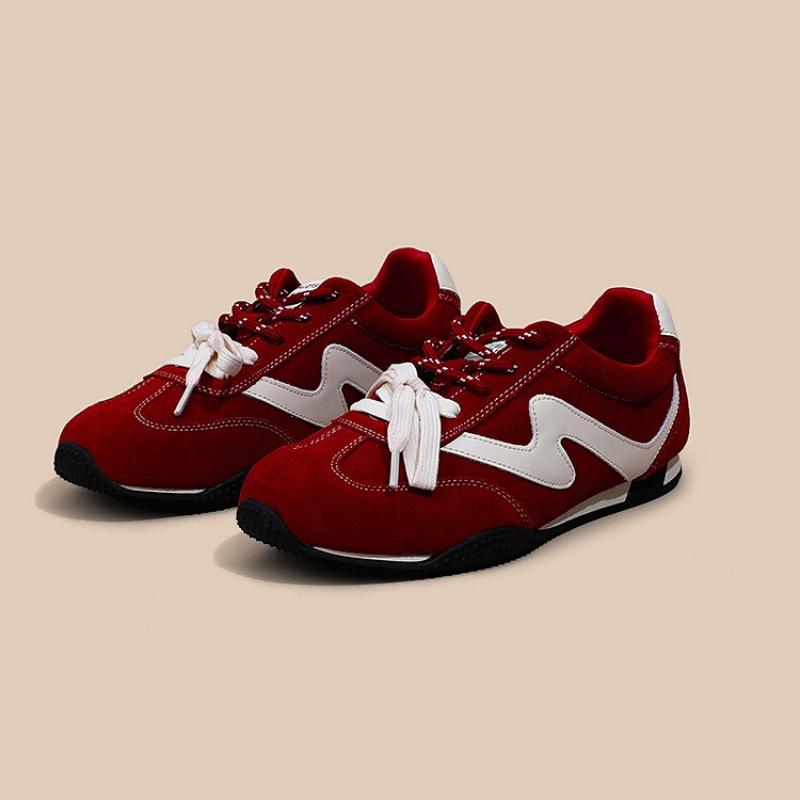 Dexun shoes women's shoes 2025 new round head soft sole lace-up retro comfortable and light casual women's sports shoes