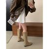Coarse Heel Khaki Suede Skinny Long Knight Boots Women's Shoes Season White Medium Long Boots