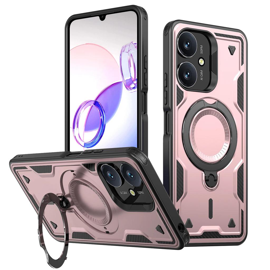 For Xiaomi Redmi 13C 12C 11A Poco C65 C55 4G Case Military Armor Shockproof 360° Rotating Ring Stand TPU Plastic Phone Cover