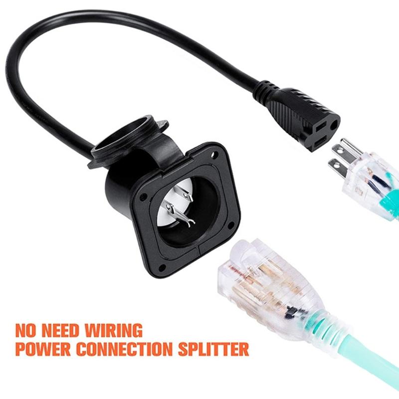 Heavy Duty Outdoor Electrical Extension Cord with Weatherproof US Plugs Strong Nylon Extension Cable for Camping