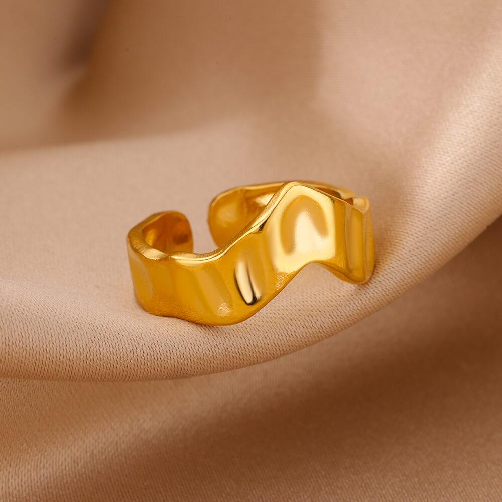French style Stainless Steel Rings for Women Retro Vintage Gold Color Ring Wedding Jewelry Anti Fading Accessories Gifts 2024