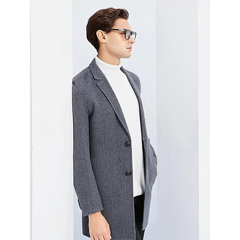Yilten Men's Wool Blend Mid-length Lapel Coat