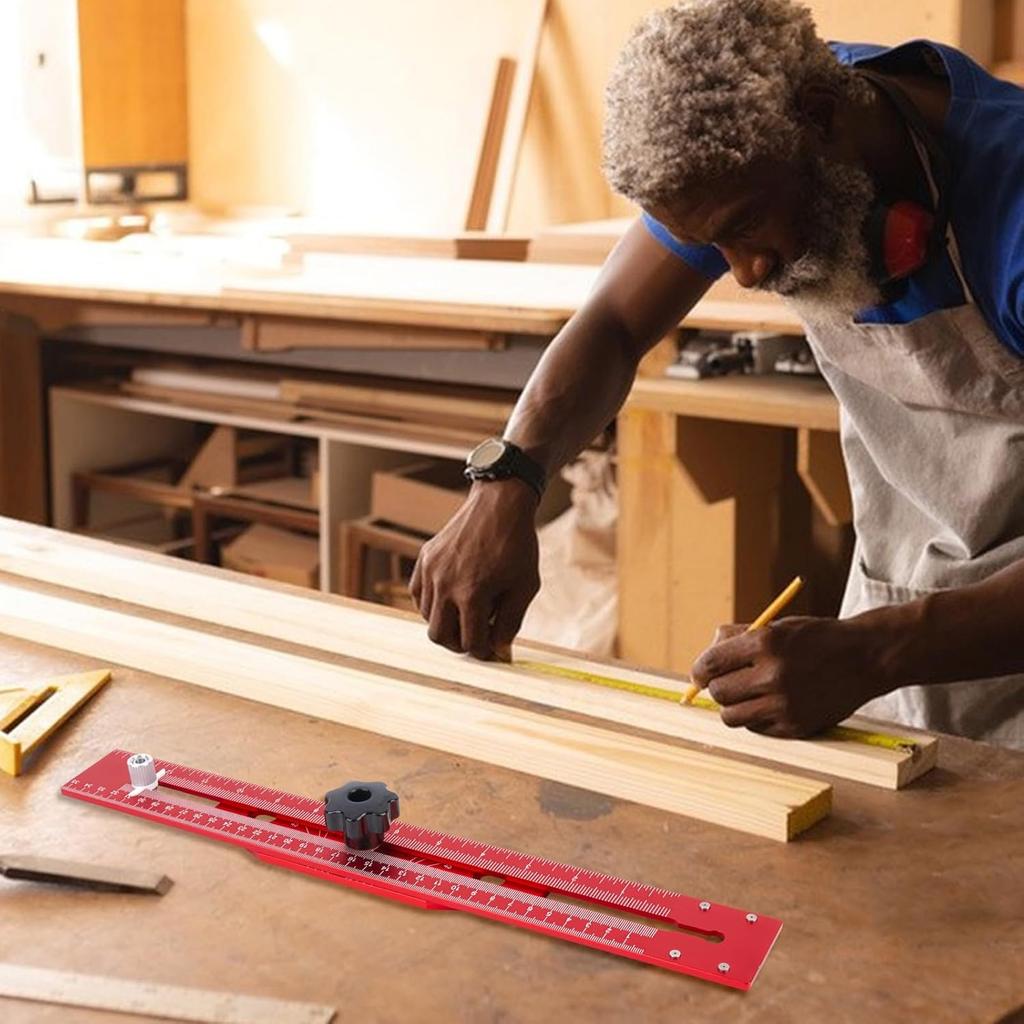 Woodworking Scriber Marking Line Ruler T Type Woodworking Ruler 16 inch Layout and Measuring Tools Precision Marking T-Ruler Positioning