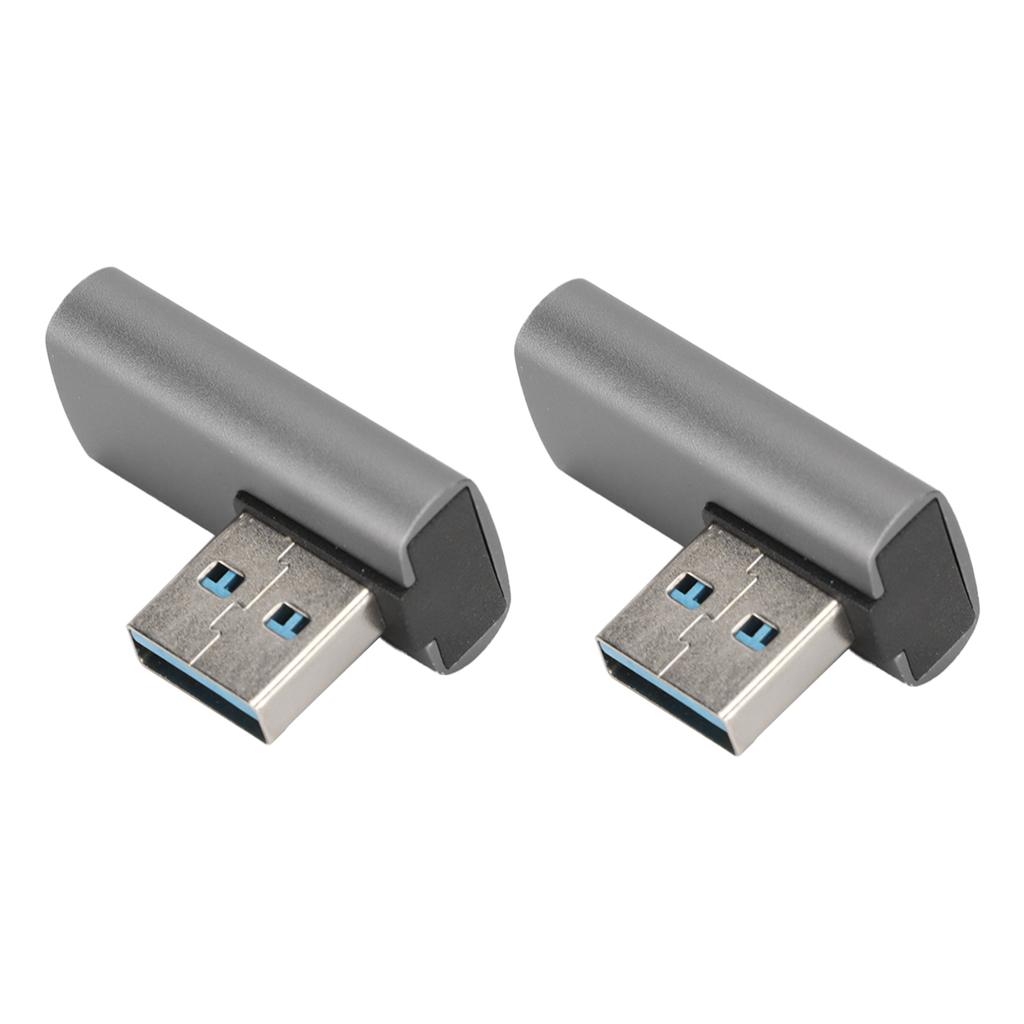 2Pcs USB3.0 Male to Female Adapter 10Gbps Rapid Heat Dissipation Small Portable 90 Degree USB Adapter for Home Office