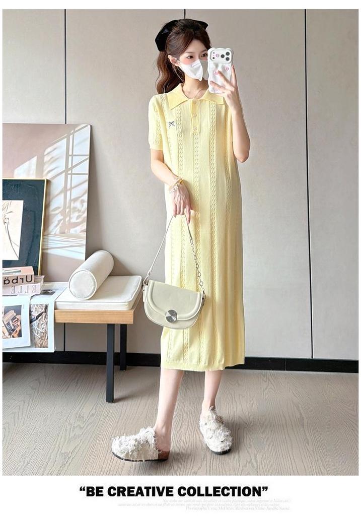 Maternity Summer Trendy Plus Size Knit Dress: Casual, Slimming & Versatile