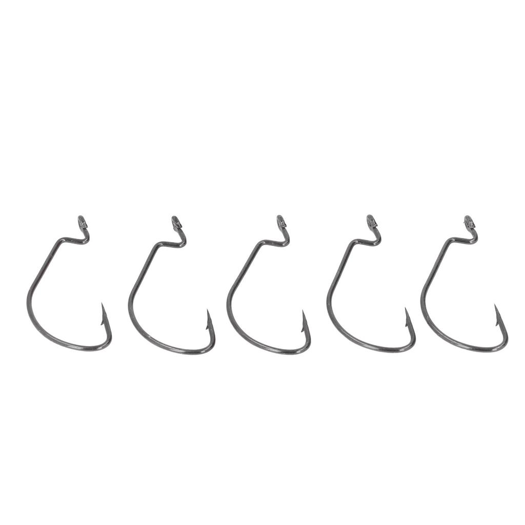 50 szt. Zestaw haczyków wędkarskich Stal nierdzewna Wysoka wytrzymałość Długi trzonek Wydajne haczyki na przynęty do wody słonej Czarny