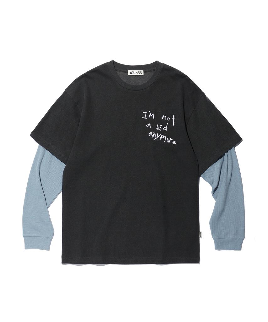 YOUHEE Graphic Layerd Long Sleeve Charcoal