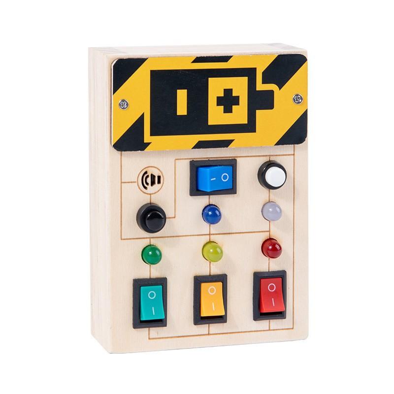 Baby Wooden Montessori Busy Board Circuit LED Light Simulation Socket Switch Life Skills Cognitive Toy