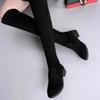 Women Boots Winter Black Over The Knee Boots  New Comfort Lace Up Chunky High Heels Shoes Fashion Warm Suede Round Toe Boots