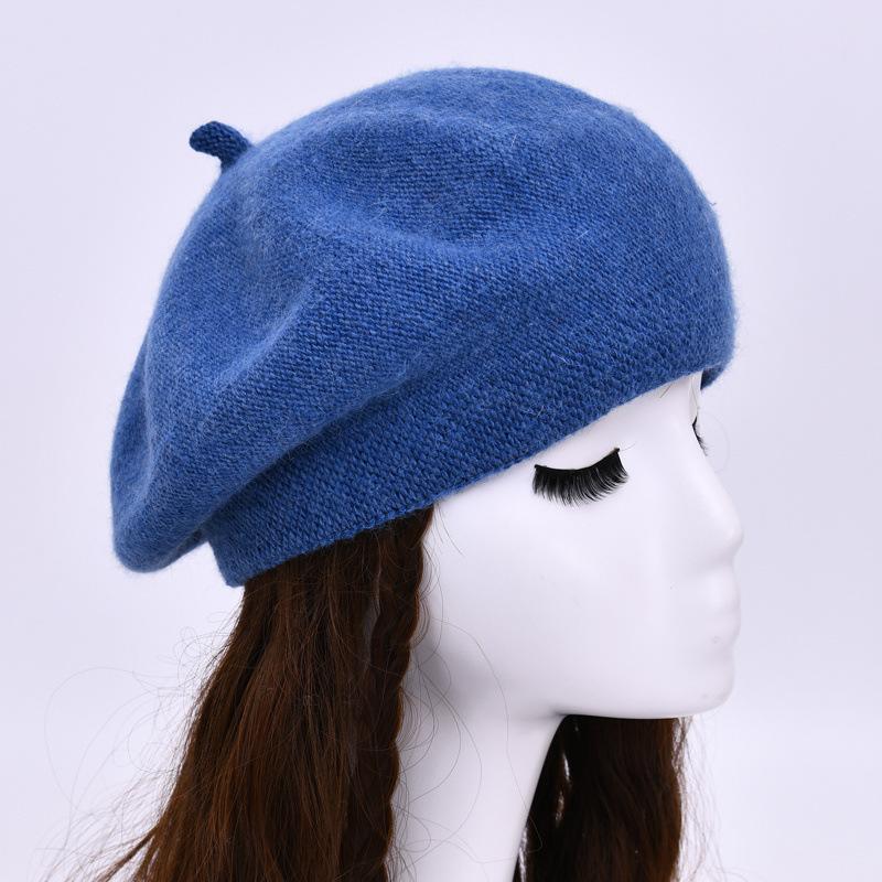 Fashion Versatile Rabbit Down Dudu Head Beret Women's Winter Outdoor Windproof Wool Cap Warm Ear Protection