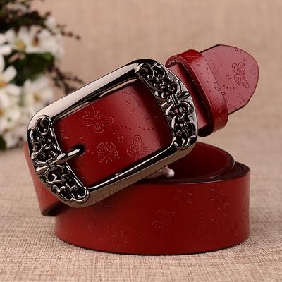 Women's Fashion Pin Buckle Belt Retro Carved Casual Belt Ladies Accessories