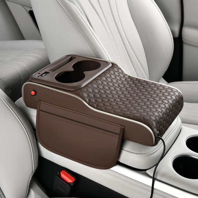10-in-1 Multifunctional Car Armrest Storage Box Superior Sporty Heightening Pad Usb Charging Port With Starry Atmosphere Lamp 01