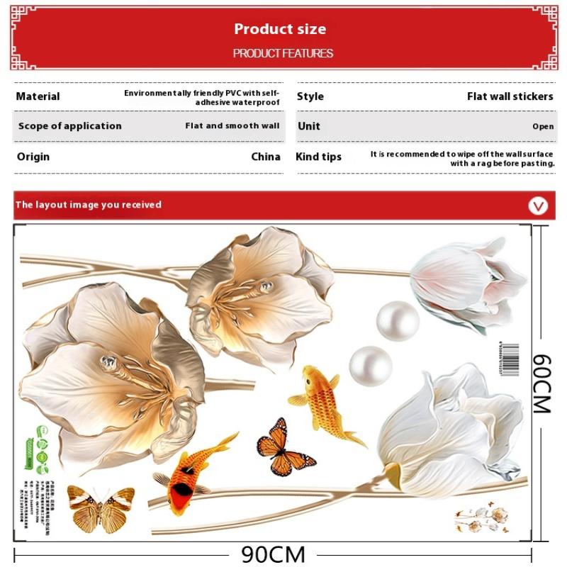 Beautiful Flower Wall Sticker For Living Room Background Decor Self-Adhesive Home Decor