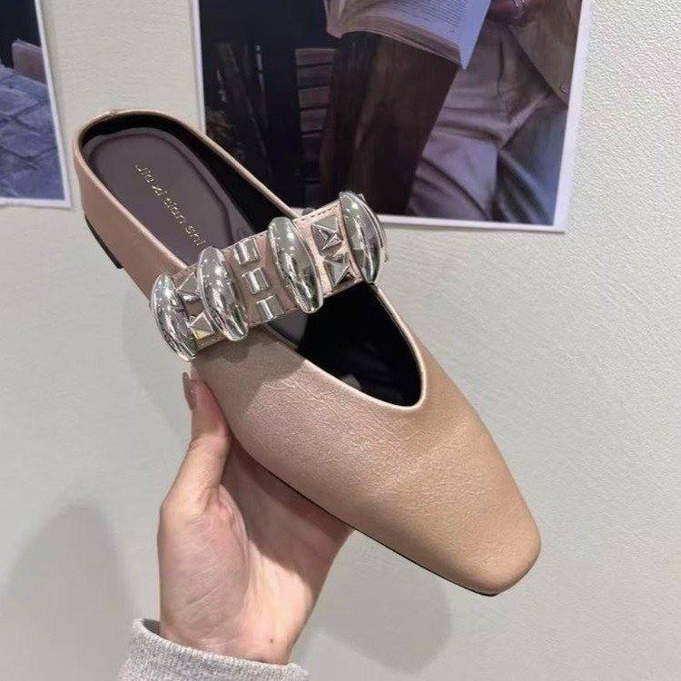 

Summer 3cm Elevator Insoles Heeled Mules Shoes for Women Black Suede Shiny Diamond Chain Sexy Party Sandals Slingbacks 40 шампанского