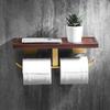 Wooden Bathroom Paper Roll Holder Brushed Gold Toilet Paper Holder Wall Mounted Paper Towel Holder Tissue Box Tissue Can