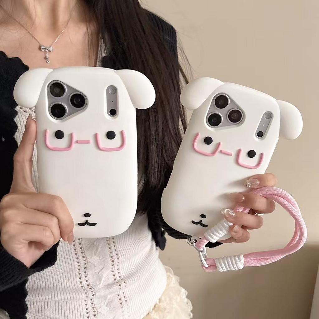 Cartoon Dog iPhone 17/16/15/14/13 Pro Max Case, White Glasses, Anti-Fall, Cute Design.