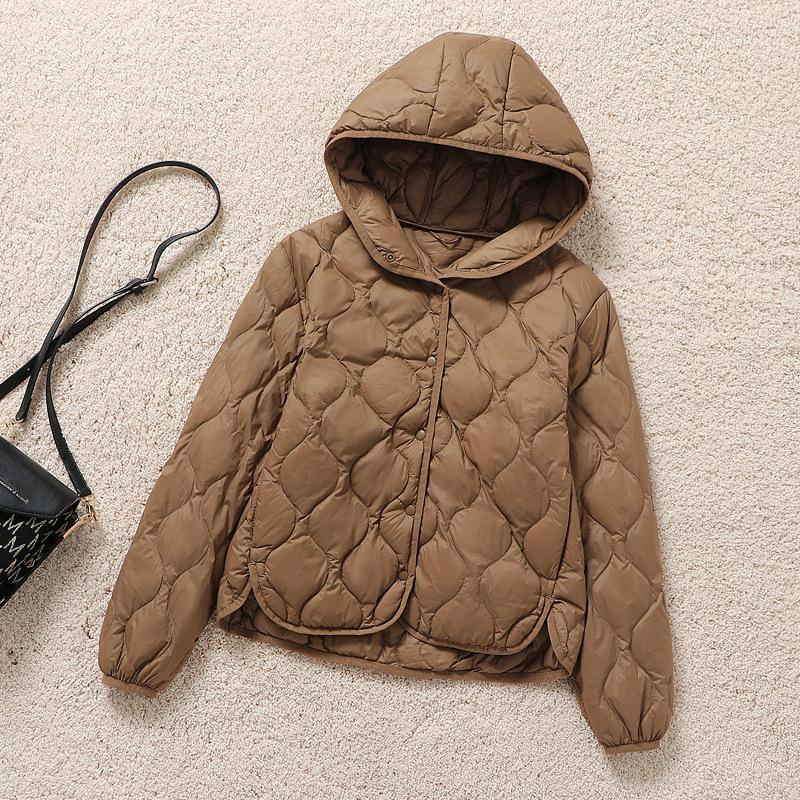 Women's Autumn and Winter Lightweight Warm Jacket Windproof Slim Hooded Outwear