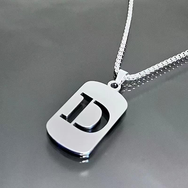 26 Letters English Titanium Steel Necklace Men'S And Women'S Versatile Sweater Sweater Chain Simple Fashion Collarbone Chain