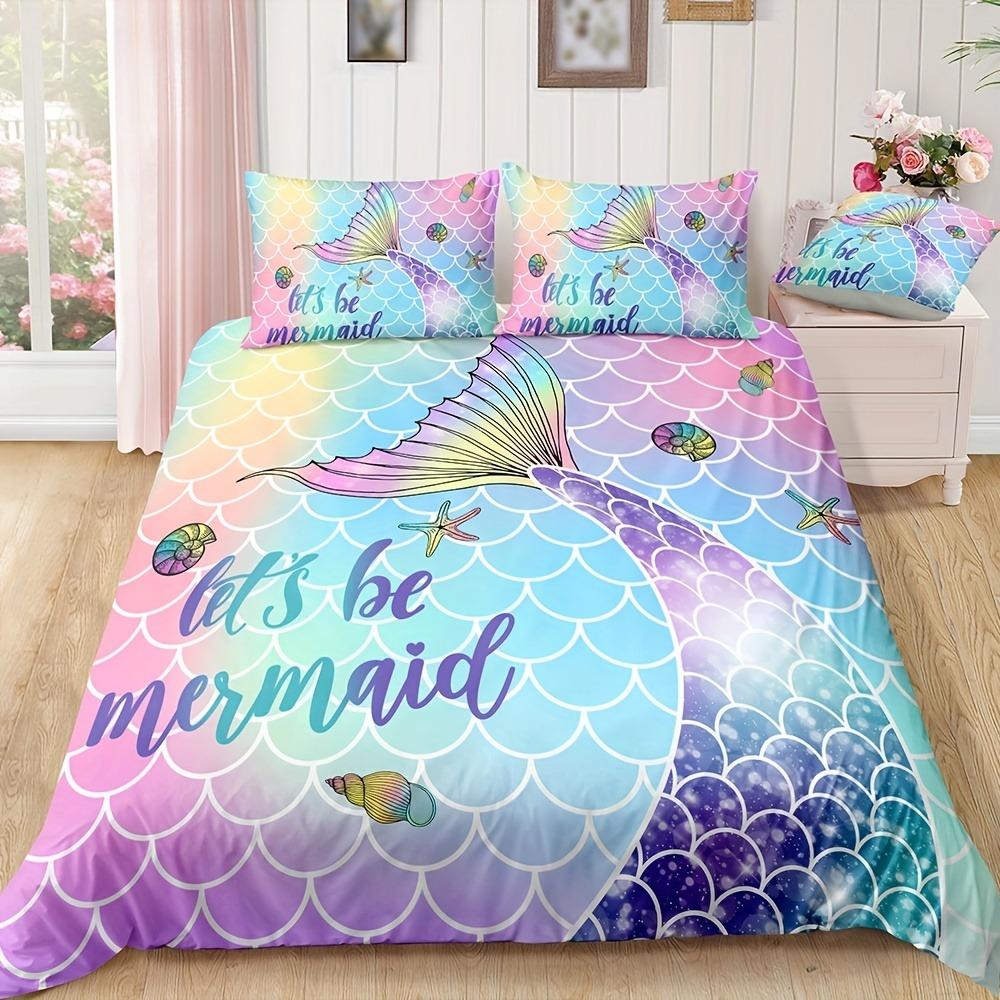 Zeemeermin Prinses Anime Huis Slaapkamer Comfort Nordic polyester materiaal geschikt voor kinderen en volwassenen 2/3-delige set