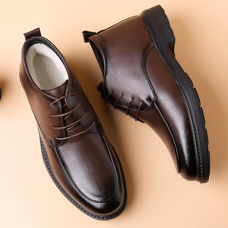 

Высокие кожаные ботинки мужские хлопковые утепленные кожаные ботинки деловые туфли из кожи на шнуровке осенне-зимняя кожаная мужская обувь модный коттон 44 коричневый