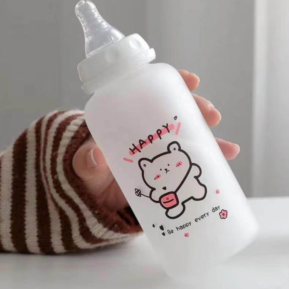 400ml Portable Straw Cup Strawberry Bear Drinking Bottles Cute Water Bottle  Girls Kids Adult