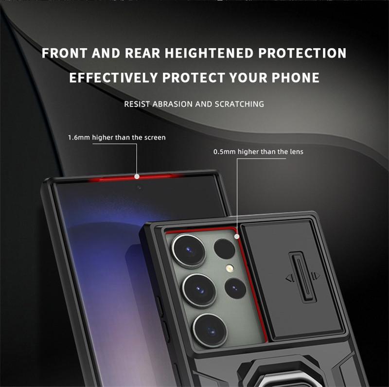 Für Samsung Galaxy S24 Hülle Für S23 S24 Plus Ultra Hülle Linsen-Schiebefenster-Schutz Armor Stoßfest Halter Magnetischer Bumper