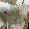 Korean Simple Contrasting Striped Pajamas Women's New Summer Loose and Lazy Long-sleeved Trousers Loungewear Two-piece Set
